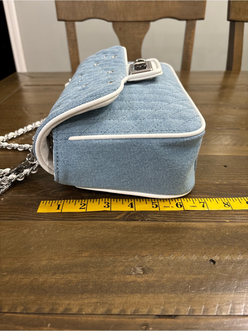 Karl Lagerfeld Agyness Light wash Denim Shoulder Bag - Picture 12 of 12